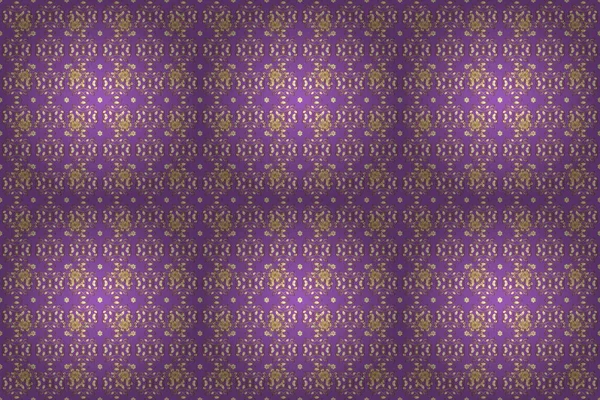 Vintage Seamless Pattern Violet Brown Yellow Colors Golden Elements Raster — Stock Photo, Image