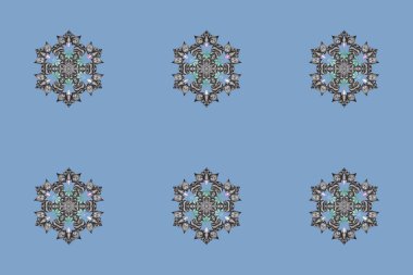 Mavi, gri ve nötr ikon silueti. Kutlamanın sembolü. Noel tasarımı için. Kar tanesi kışı mavi, gri ve nötr renklerde izole edilir. Raster illüstrasyonu. Yeni yıl işareti.