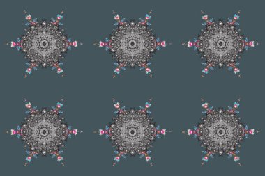 Mavi, gri ve nötr kar tanecikli Raster çizimi. Kışın sembolü. Güzel dekorasyon. Mavi, gri ve nötr renklerde izole suluboya kar taneleri.