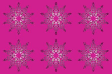 Grafiksel element dekorasyonu. Sembol kışı, donmuş, Noel, yeni yıl tatili. Raster. Magenta, gri ve nötr siluet kar tanesi işareti izole edildi. Kar Tanesi Mozaik ikonu. Düz tasarım.