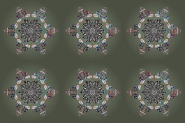 Şirin desen. Raster illüstrasyonu. Raster Noel soyut renkli arka plan ve tatlı kar tanesi. Noel Kar Taneleri Arkaplanı. Kar tanelerinin deseni.