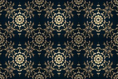 Noel altın kar tanesi kusursuz desen. Kış kar dokusu duvar kağıdı. Mavi, beyaz ve kahverengi renklerde altın kar taneleri. Sembol tatili, yeni yıl kutlaması, altın desenler..