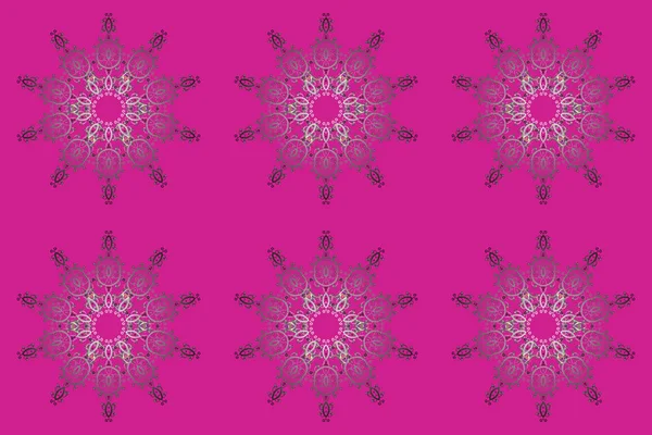 Grafiksel element dekorasyonu. Sembol kışı, donmuş, Noel, yeni yıl tatili. Raster. Magenta, gri ve nötr siluet kar tanesi işareti izole edildi. Kar Tanesi Mozaik ikonu. Düz tasarım.