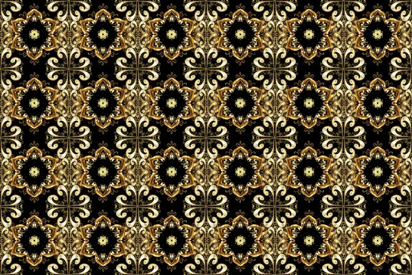 Classic Raster Golden Seamless Pattern Classic Vintage Background Seamless Pattern — Stock Photo, Image
