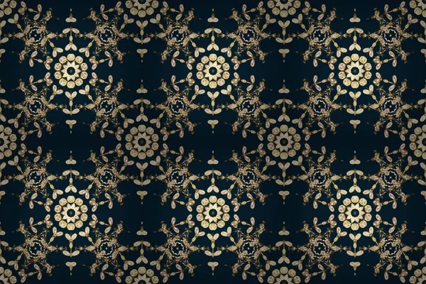 Christmas Golden Snowflake Seamless Pattern Winter Snow Texture Wallpaper Golden — Stock Photo, Image