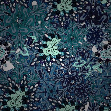 Kağıt ambalaj için karalamalar desen. Tarafsız, mavi, siyah, gri ve mor renkler. Güzel arka plan. Vektör çizim.