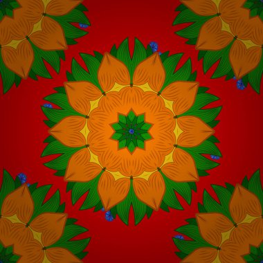 Vektör geometrik daire öğeleri. Turuncu, kırmızı ve yeşil renkleri yuvarlak süsleme desen. Oryantal motifler. Islam ' ın manevi ve ritüel sembolü Arapça, Hint dinler. Renkli Mandala.