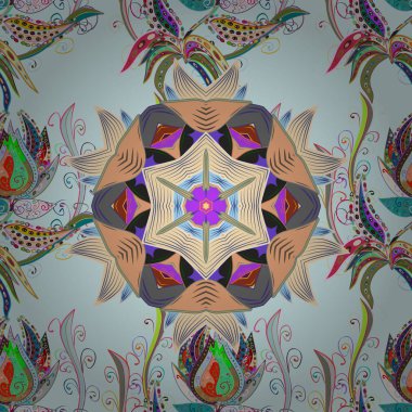 Mandala tarafsız, bej, gri, mor ve mavi renkler. Glod renklerde geometrik daire öğesi. Vektör yuvarlak süsleme desen. Islam ' ın manevi ve ritüel sembolü Arapça, Hint Dinleri.