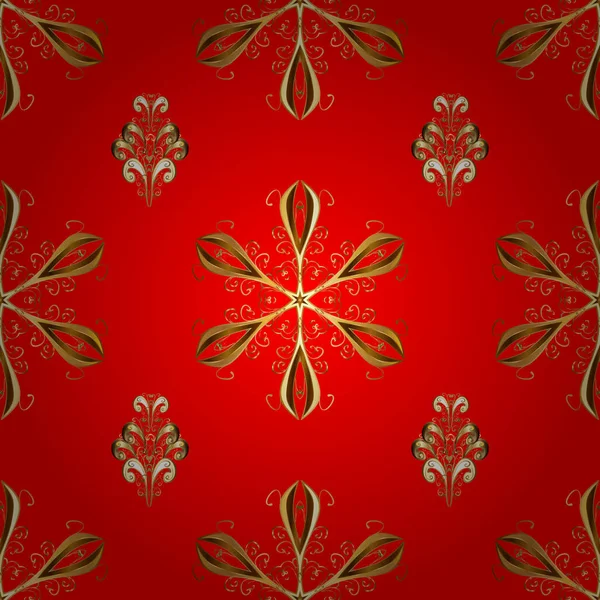 Ornement Oriental Vecteur Motif Doré Sur Les Couleurs Rouge Marron — Image vectorielle