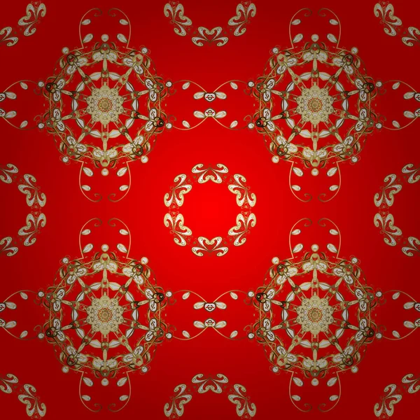 Kırmızı, bej ve kahverengi renkleri altın öğesinde. Altın çiçek süsleme barok tarzı. Damasko sorunsuz yinelenen arka plan. Doku zemin üzerine altın duvar kağıdı.