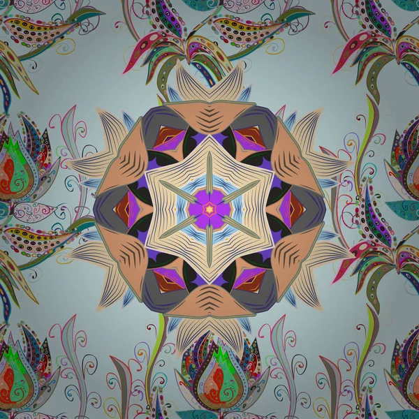 Mandala tarafsız, bej, gri, mor ve mavi renkler. Glod renklerde geometrik daire öğesi. Vektör yuvarlak süsleme desen. Islam ' ın manevi ve ritüel sembolü Arapça, Hint Dinleri.