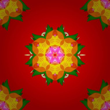 Çiçek Mandala seamless modeli. Vektör etnik Oriental daire süsleme. Islam, Arapça, Indian, Osmanlı motifleri kırmızı, turuncu ve sarı renkler.