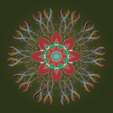 Vektör çizim. Vektör Noel renkli arka plan ile düşen kar tanesi. Noel kar taneleri ile arka plan. Kış arka plan.