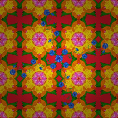 Islam, Arapça, Hint, Türk, pakistan, Çin, Osmanlı motifleri. Soyut Mandala. Vintage dekoratif öğeler. Vektör çizim. Turuncu, kırmızı ve sarı renkler oryantal renkli desen.