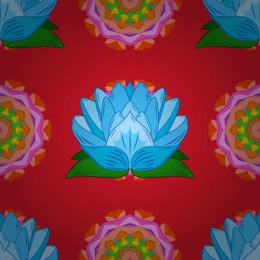 Kırmızı, mavi, turuncu, pembe ve yeşil renkler kırmızı, mavi, turuncu, pembe ve yeşil papatya desen. Vektör çizim. Kırmızı, mavi, turuncu, pembe ve yeşil renkler.