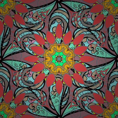 Doodle unsurları. Sorunsuz çiçek deseni kaydırma kağıt, davet, el ilanı, afiş veya Web sitesi Web sitesi arka plan duvar kağıdı için kullanılabilir. Vektör çizim el çekilmiş.