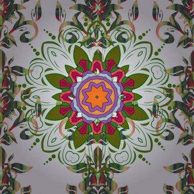 Vektör hediye çeki şablon mandala süsleme tarafsız, yeşil ve kahverengi renkleri ile.