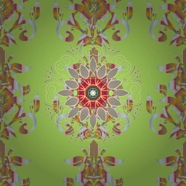 El ile zarif öğe üzerinde yeşil, gri ve bej renkler çizimi. Vektör çizim.