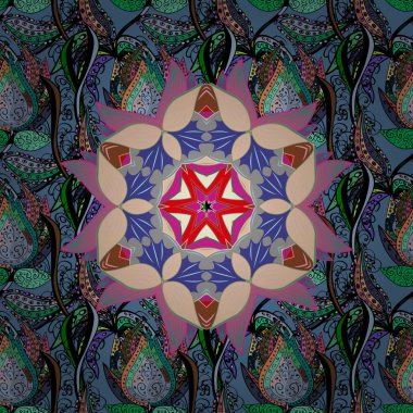 Soyut süs eşyasıyla kusursuz desen. Mandalas 'la kusursuz bir düzen. Vektör süslemeleri, arkaplan.