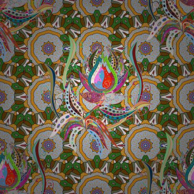 Tropik çiçekler. Tarafsız, yeşil ve sarı renkler çiçekler. Gömlek sorunsuz arka plan deseni.