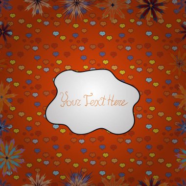 Bahar yaz saati. Nazik romantik yazdır. Vektör sorunsuz sevimli çiçek deseni. Turuncu, beyaz ve mor renkler çiçekler. Tatil ruh hali.