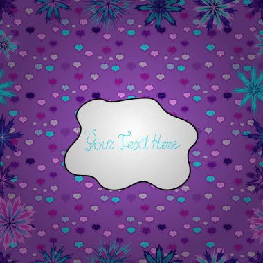 Çiçekler mor, beyaz ve mavi renkler. Vektör çizim. Sevimli çiçek öğeleri. Sorunsuz.