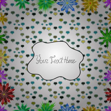 Sorunsuz çiçek desenli vektör çizim içinde. Çiçekler beyaz, yeşil ve mavi renkler.