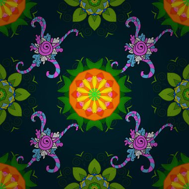 Tasarım moda afiş, etiket, Gelin duş veya düğün davetiyesi için. Mavi, yeşil ve turuncu geri. Dekoratif renkli folyo ile vektör şark süsleme çerçeve.