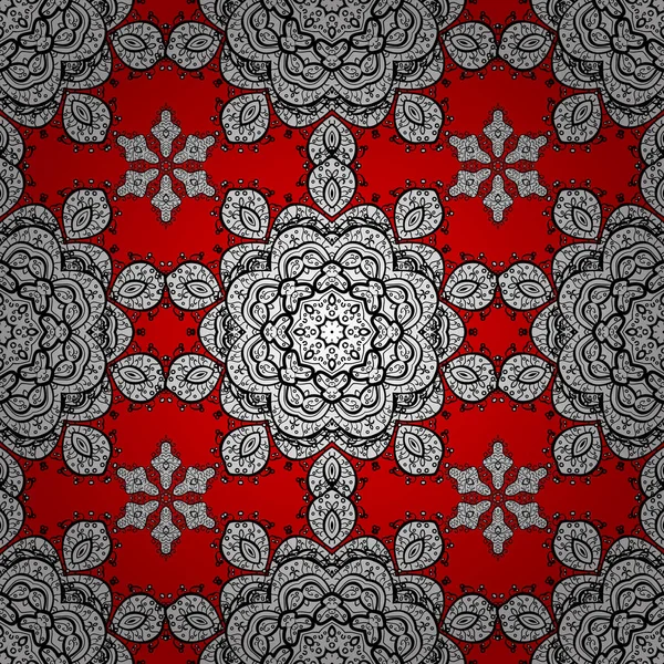 Beyaz, siyah ve kırmızı renkler renkli elemanları ile Dikişsiz vintage desen. Noel, kar tanesi, yeni yıl. Beyaz, siyah ve kırmızı renkler renkli elemanları ile renkli seamless modeli.