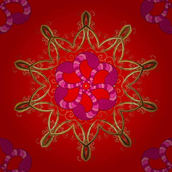 Doğrusal eğilim tarzı. Logo, simge, sembol, amblem, monogram çerçeve oluşturmak için şablon. Lüks dekor. İllüstrasyon kırmızı, pembe ve kahverengi renkler renkli desen. Vektör tasarım öğesi.