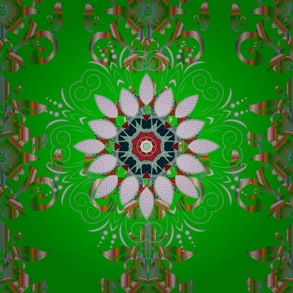 Soyut Mandala yeşil, tarafsız ve bej renkler. Vektör çizim.