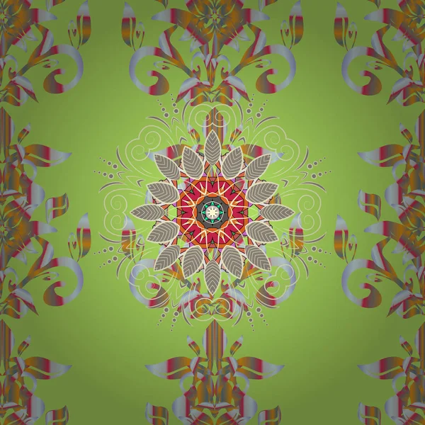 El ile zarif öğe üzerinde yeşil, gri ve bej renkler çizimi. Vektör çizim.