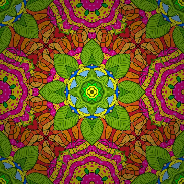 Vektorfarbenes Mandala Ornament Einladungskarte Vintage Dekorative Elemente Auf Einem Grünen — Stockvektor