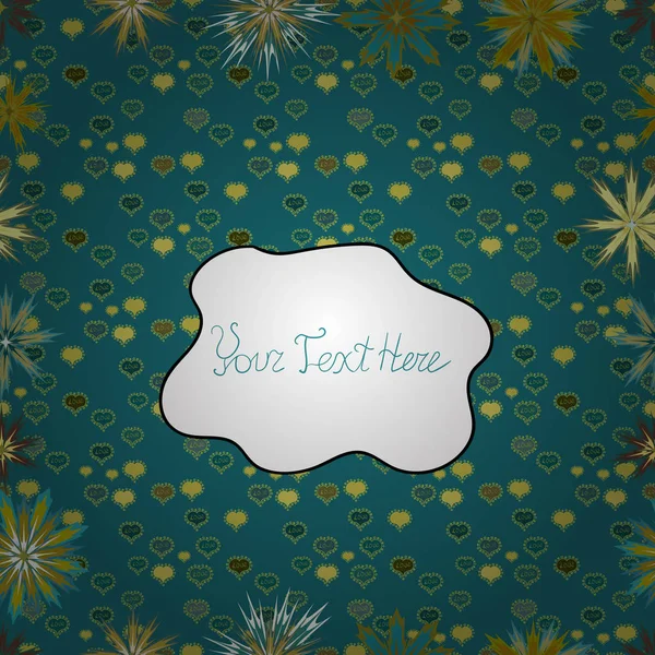 Dikişsiz desen renkli desenli, mavi, beyaz ve yeşil çiçekler ve dekoratif elemanları. Kumaş, tekstil, duvar kağıdı üzerinde baskı için. Vektör çizim. Vintage retro tarzı. Sorunsuz arka plan.