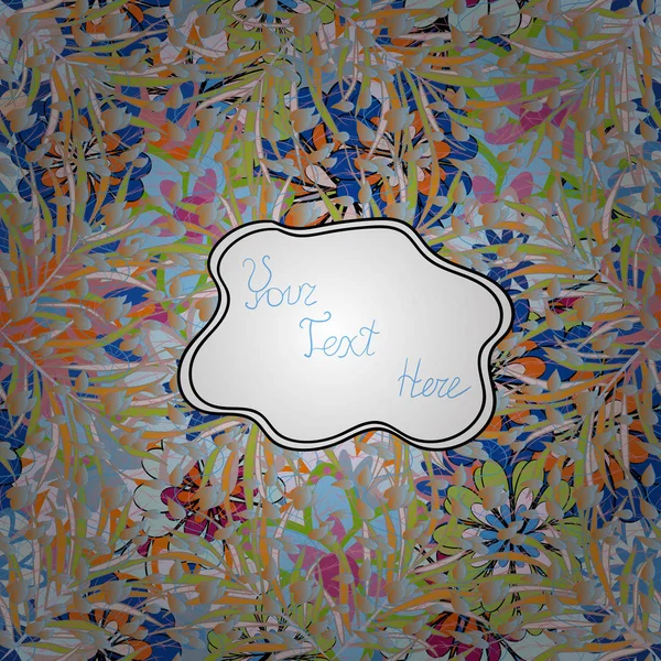 Mavi, bej ve nötr renkler yapraklarda. Sorunsuz vektör çizim. Elle çizilmiş Eskizler yaprakları doodle arka plan.