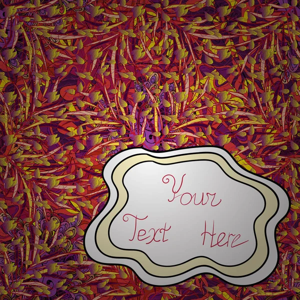 Sorunsuz vektör çizim. Elle çizilmiş Eskizler yaprakları doodle arka plan. Bir kırmızı, mor ve beyaz renkleri yapraklarda.