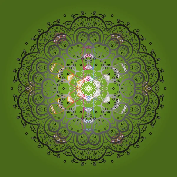 Şirin soyut kar taneleri yeşil, gri ve kahverengi renkleri tasarım vektör. Düz kar doodle simgeler, kar siluet Noel afiş, kartları için pul. Yeni yıl kar tanesi.