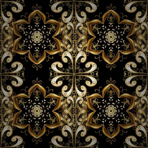 Patrón Negro Marrón Beige Dorado Patrón Clásico Vector Elegante Fondo — Archivo Imágenes Vectoriales