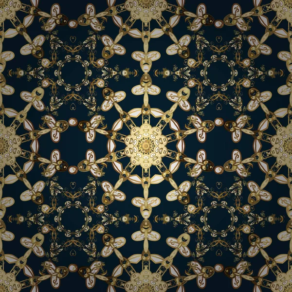 Klasik vintage arka plan. Klasik vektör altın seamless modeli. Geleneksel şark süsleme. Mavi, kahverengi ve bej renkler altın elemanları ile Seamless modeli.