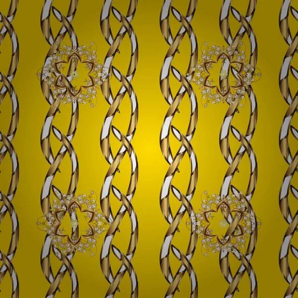 Klasik vintage arka plan. Geleneksel şark süsleme. Sarı, kahverengi ve beyaz renkler altın elemanları ile Seamless modeli. Klasik vektör altın Dikişsiz desen. Vektör çizim.