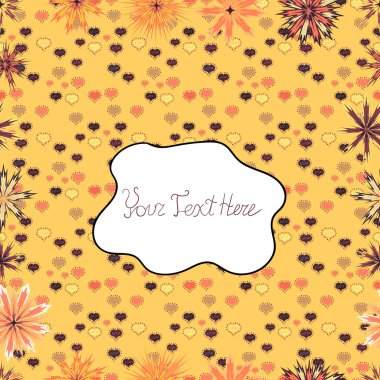 Vektör suluboya çiçek desenli, narin çiçekler, sarı, beyaz ve turuncu çiçekler, tebrik kartı şablonu. Güzel kumaş deseni.