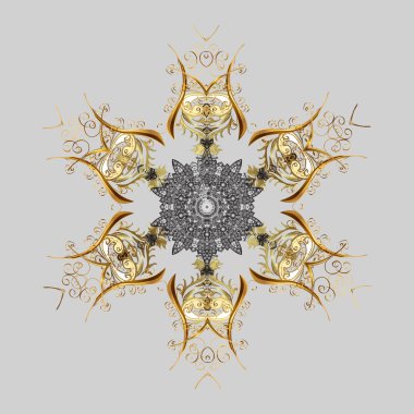 Düz kar doodle simgeler, kar siluet Noel afiş, kartları için pul. Yeni yıl kar tanesi. Gri, kahverengi ve bej renkler sevimli soyut kar tanesi vektör tasarımı.