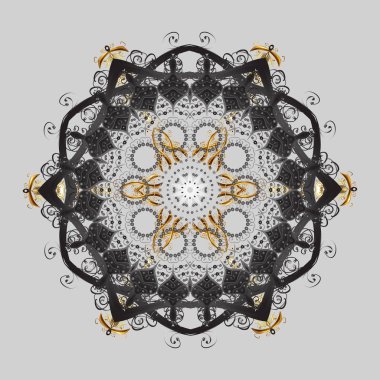 Vektör çizim. Bokeh gri, kahverengi ve beiges ve kar taneleri ile dekoratif Noel arka plan.