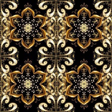 Süs dantel oyma. Vektör çiçek süsleme ile seamless modeli. Geleneksel Arapça dekor siyah renkler. Süslü illüstrasyon duvar kağıdı için. Doğu tarzı Vintage tasarım öğesi.