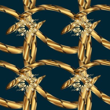 Altın arka plan doku duvar kağıdı. Mavi, kahverengi ve bej renkler altın öğesinde. Altın çiçek süsleme barok tarzı. Damasko sorunsuz yinelenen arka plan.