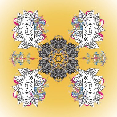 Güzel kış süs. Renkli kar taneleri vektör çizim. Vektör kar tanesi izole.