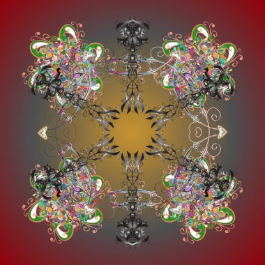 Renkli arka plan üzerinde kar. Kış, neşeli Noel tatili, mutlu yeni yıl kutlama vektör çizim sembolü. Kar tanesi basit. Soyut duvar kağıdı dekorasyon sarma,.