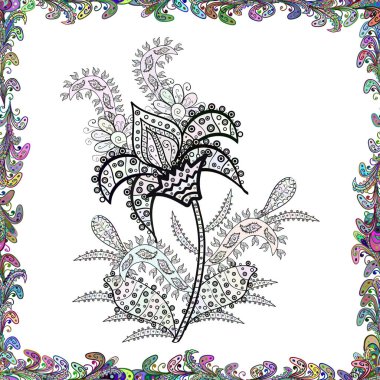 Renkli Yaz Temalı Kusursuz Arkaplan. Düz Çiçek Elementleri Tasarımı. Modaya uygun kumaş deseni. Şirin çiçek vektör deseni.