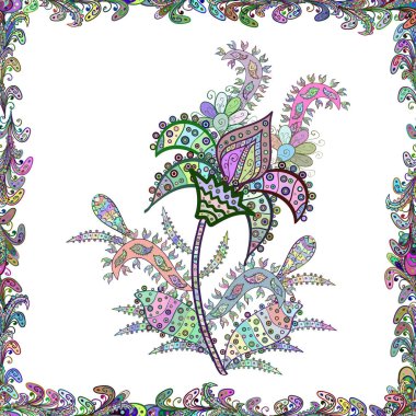 Çiçekler beyaz, tarafsız ve yeşil renkler. Vektör çizim sorunsuz çiçek desenli.