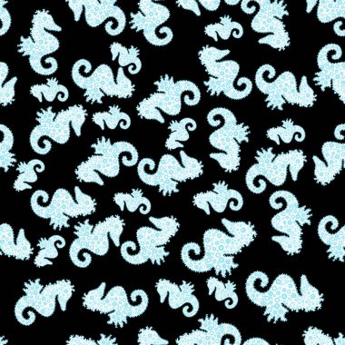 Vektör çizim. Suluboya resim. Dikişsiz desen nazik, siyah, beyaz ve mavi renkleri bahar.